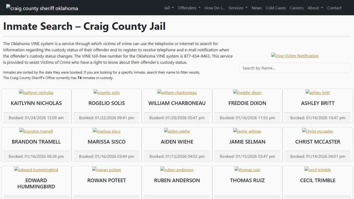 Inmate Search Craig County Sheriff's Office